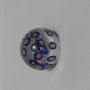 Small Round Paperweight Millefiori Pattern Purple, Red and White Glass